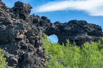 Bei Dimmuborgir im Norden von Island handelt es sich um ein Lavafeld und die Überreste eines...