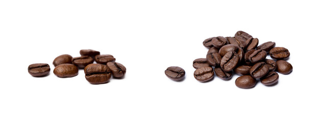 Roasted coffee beans isolated on white background