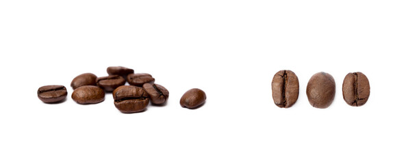 Roasted coffee beans isolated on white background