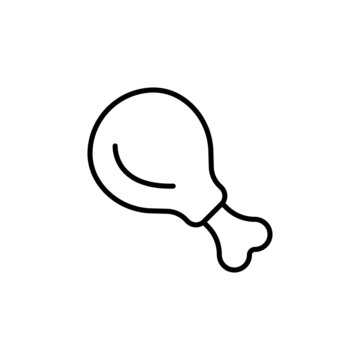  Chicken meat leg black line icon. Food. Grilled. Trendy flat isolated outline symbol, sign used for: illustration, infographic, logo, mobile, app, banner, web design, dev, ui, ux, gui. Vector EPS 10