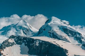 Castor (4.223 m) and Pollux (4.092 m) near Zermatt, Switzerland  - obrazy, fototapety, plakaty