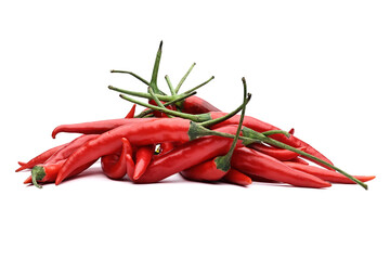 Red Chili Or Chilli Cayenne Pepper Isolated On White Background.