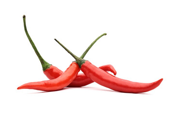 Red Chili Or Chilli Cayenne Pepper Isolated On White Background.