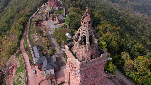 Drohnenfoto, Drohnenaufnahme, Drohnenvideo, Drohnenflug &uuml;ber den Kyffh&auml;user mit Kaiser Wilhelm Denkmal, Barbarossadenkmal, Gro&szlig;aufnahme, Kyffh&auml;userland, Th&uuml;ringen, Deutschland