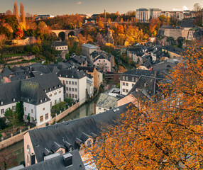 Panoramic view on the old town of Luxembourg - obrazy, fototapety, plakaty