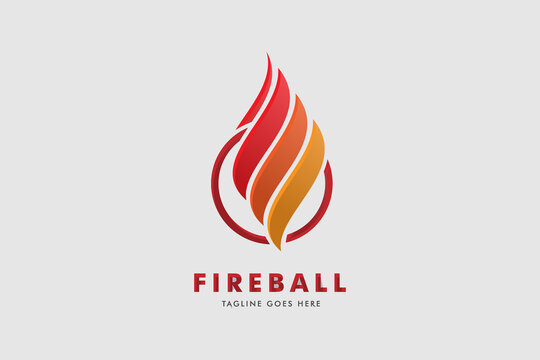 Fireball Logo, Fire flame abstract design vector template