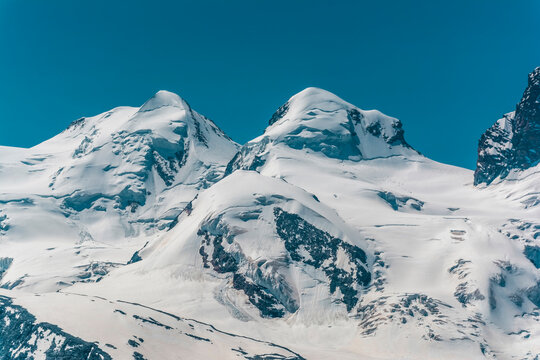 Castor (4.223m and Pollux (4.092m) mountains at the Swiss-Italian border in Zermatt, Switzerland 