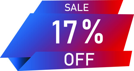 Sale tag 17% off, banner design template, geometric shape, vector illustration