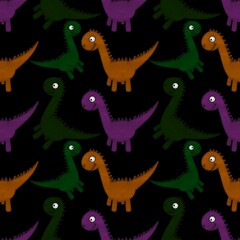Kids seamless cartoon dinosaur pattern for fabrics and packaging and linens and wrapping paper and summer print