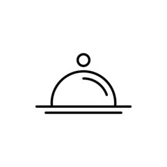 Obraz premium Restaurant cloche black icon. Serving dome. restaurant food. Covered dish. Isolated outline symbol, sign for: illustration, infographic, logo, app, banner, web design, dev, ui, ux, gui. Vector EPS 10
