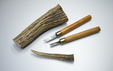 Chisels for carving on bone and wood.Natural horn carving. Manufacture of bone products.