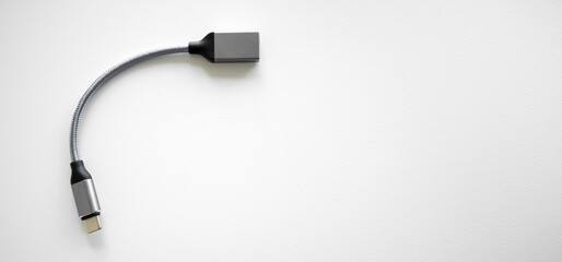 USB adapter for phone and tablet on white isolate. Copying files to your phone.