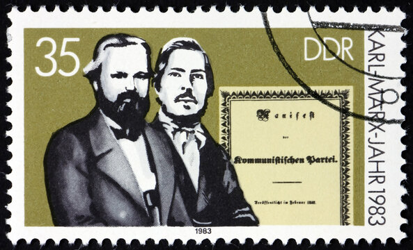 Postage stamp Germany 1983 Karl Marx, Friedrich Engels