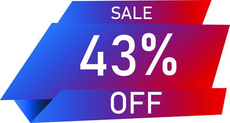 Sale tag 43% off, banner design template, geometric shape, vector illustration