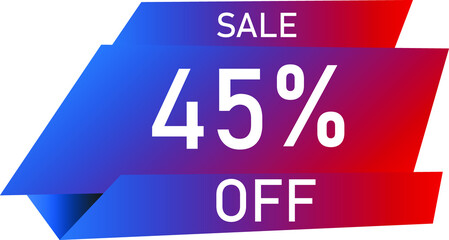 Sale tag 45% off, banner design template, geometric shape, vector illustration