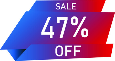 Sale tag 47% off, banner design template, geometric shape, vector illustration