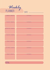 Personal monthly budget planner in a4 format.
