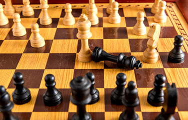 Checkmate, board game and strategy, victory in chess game.