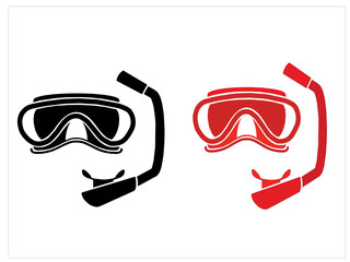 Mask for swimming and diving, black vector illustration