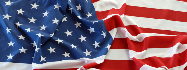 Close-up of rippled American flag