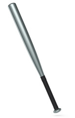 Metal professional softball or baseball bat isolated on white background.
