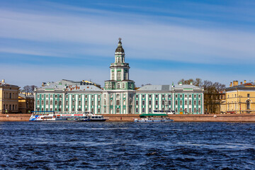 St. Petersburg, Russia, May 10, 2022. View of the Neva River and embankment.