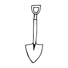 Hand drawn doodle shovel icon. Vector illustration.