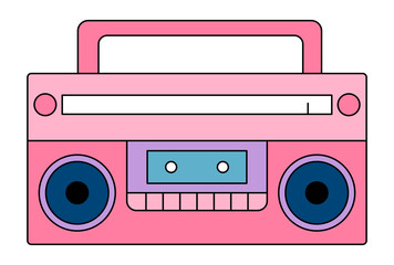 Retro music boombox icon. Cartoon music systems. Vector illustration.