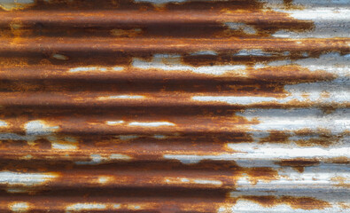 rust textured metal floor. Panel for facade Trapezoidal Sheets, front view