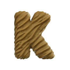 wet sand letter K - Capital 3d beach font - suitable for ocean, vacation or nature related subjects