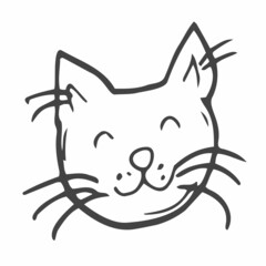 Cute cat face line icon. Vector illustration.