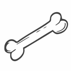 Doodle drawing of a bone. Dog bone sketch in vector