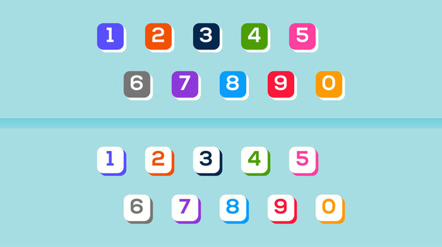 Modern button style bullet points from one to zero