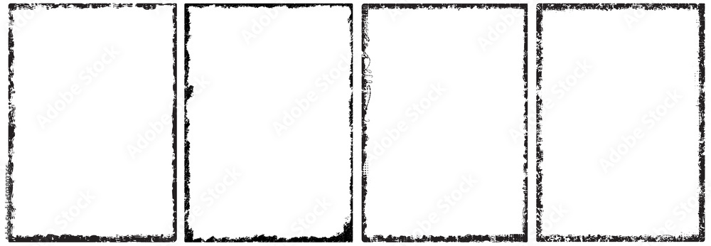 Poster blaack dirty grunge frames a4 size with brush strokes.