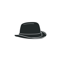 Bowler Hat Icon Silhouette Illustration. Gentleman Vector Graphic Pictogram Symbol Clip Art. Doodle Sketch Black Sign.