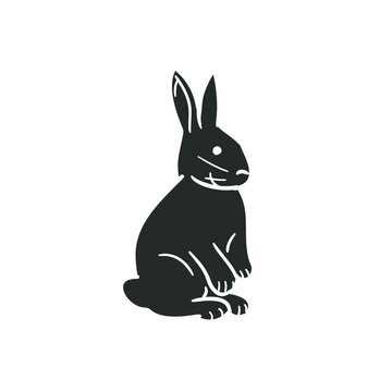 Rabbit Icon Silhouette Illustration. Bunny Vector Graphic Pictogram Symbol Clip Art. Doodle Sketch Black Sign.