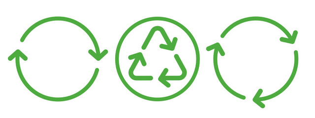 Recycling and rotation arrow icon set.