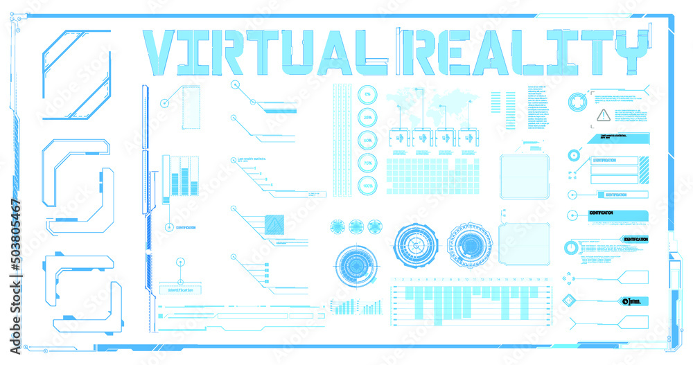 Poster hud futuristic elements basic communication concept vector set. hud aim control frame interface, fut