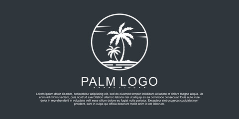 Creative of abstract palm tree logo design with unique emblem style Premium Vector