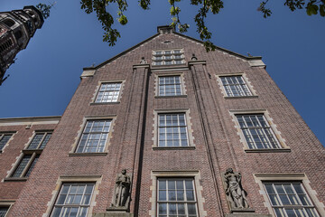 Architectural fragment of Leiden Stadhuis (City Hall), 16th century building. Leiden, South Holland, the Netherlands.