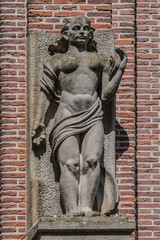 Architectural fragment of Leiden Stadhuis (City Hall), 16th century building. Leiden, South Holland, the Netherlands.