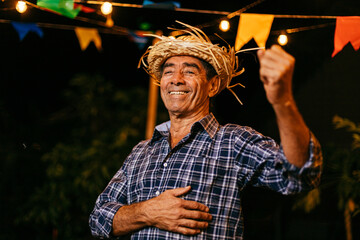 Senior man during typical Brazilian Festa Junina