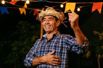 Senior man during typical Brazilian Festa Junina
