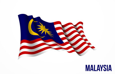Malaysia flag state symbol isolated on background national banner. Greeting card National Independence Day of the Malaysia. Illustration banner with realistic state flag.