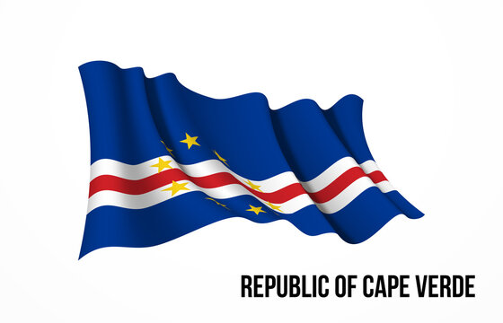 Cape Verde flag state symbol isolated on background national banner. Greeting card National Independence Day of the Republic of Cape Verde. Illustration banner with realistic state flag.