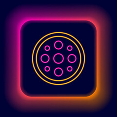 Glowing neon line Sewing button for clothes icon isolated on black background. Clothing button. Colorful outline concept. Vector