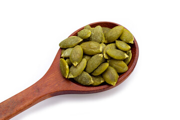 Pumpkin seeds on white background