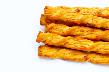 Bread sticks on white background