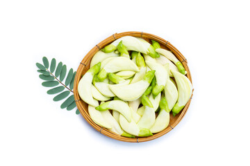 Sesbania Grandiflora on white background.