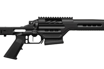 Modern powerful sniper rifle. Weapons for long-range shooting. Isolate on a white back.